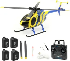 RC ERA C184 MD500 RC Helicopter for Adult, 2.4G 100 Size No Aileron Remote Control Aircraft Model, 4CH 6-Axis RC Helicopter with Altitude Hold & Optical Flow Positioning - 4 Battery