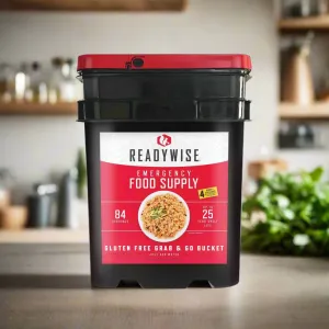 ReadyWise 84-Serving Gluten-Free Emergency Food Bucket - 8-Day Survival Food Supply | 25-Year Shelf Life, 14,880 Calories