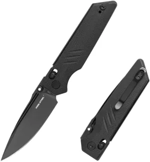 REALSTEEL SACRA Pro Pocket Knife,Folding Knife,Crossbar Lock,3.31" Böhler K110 Steel Blade,Glow-in-the-dark Thumb Stud Nail Nick,G10 Handle,2.75oz,Clip,EDC Outdoor Indoor,Gifts for Men Women Camping Hiking (Full Black G10)