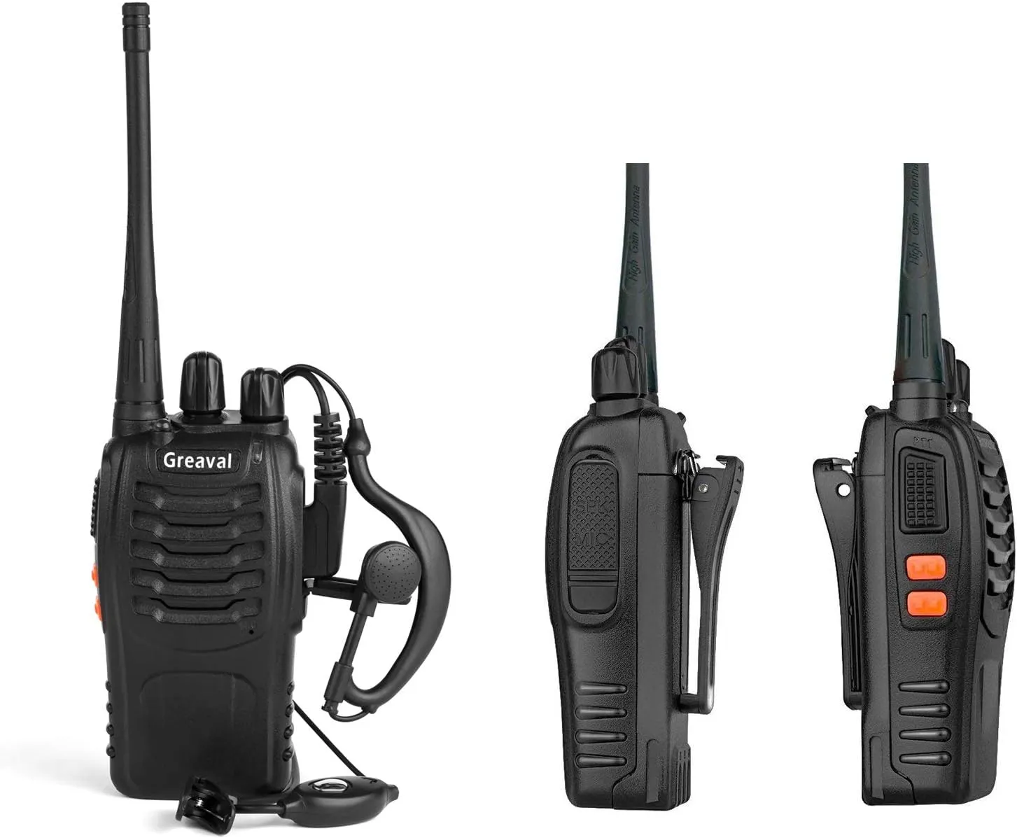 Rechargeable Walkie Talkies Long Range for Adults with Earpieces, 16 Channel Walky Talky Handheld Two Way Radios with Flashlight Li-ion Battery and Charger(Pack of 4)