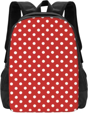 Red & White Pol-Kadot Pattern Square Chi-Ffon Lightweight Packable Backpack Travel Casual Hiking Daypack Foldable Backpack For Men Women