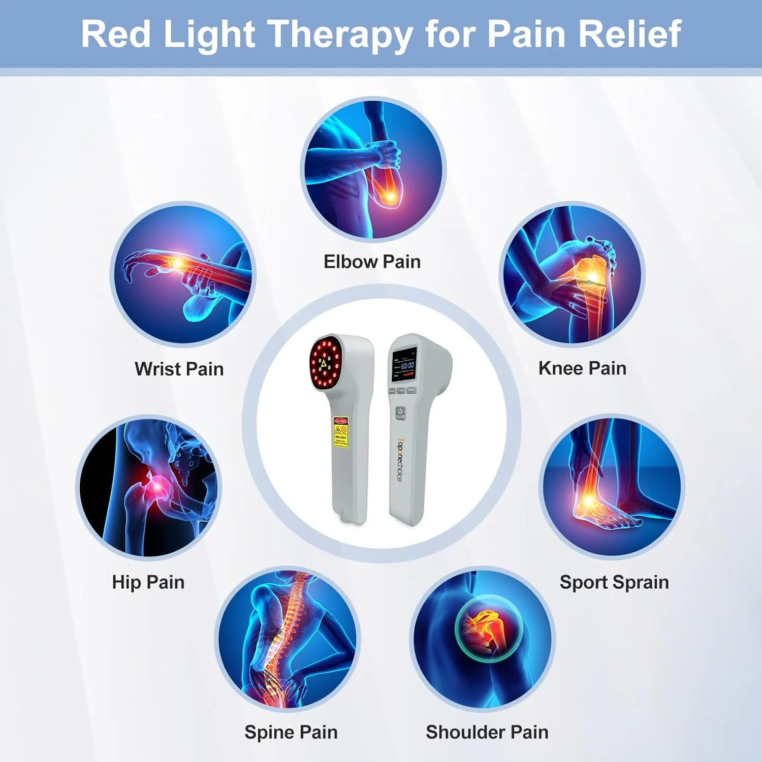 Red Light Therapy Device, 4x808nm 16x650nm, Near Infrared Red Light Therapy for Body Pain Relief, Knee Feet Back Leg Muscle Relax, Red Light Therapy Machine for Human and Pets Dogs Horse