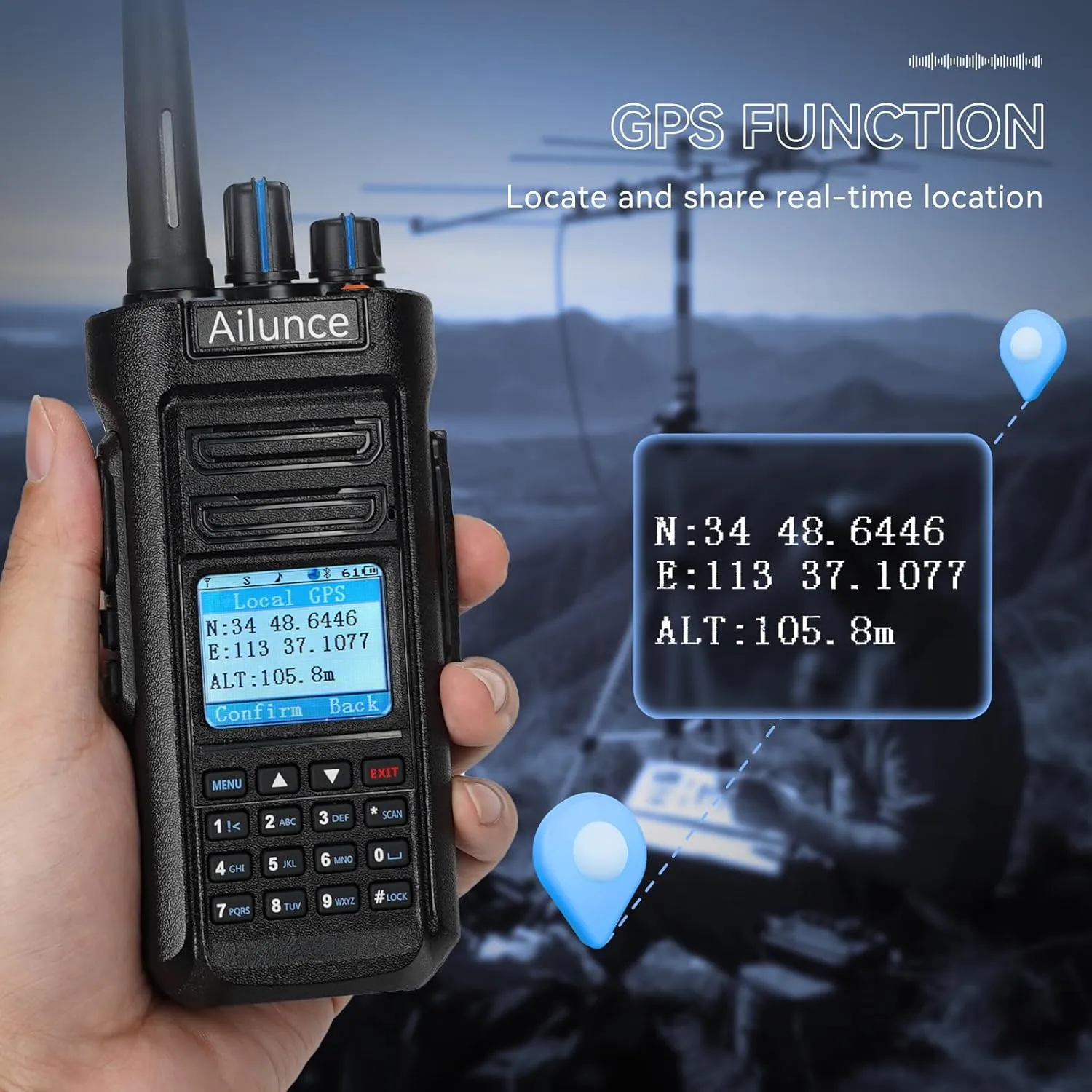 Retevis Ailunce HD2 DMR Radio,HD1 New Version,Dual Band Handheld Ham Radio with GPS,Bluetooth,IP67 Waterproof,AES256,3200mAh,USB-C,NOAA,500K Contacts,Digital 2 Way Radio Long Range for Emergency
