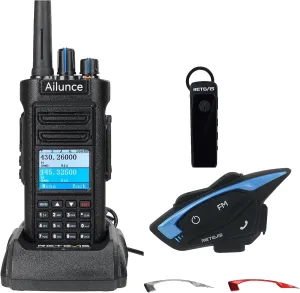 Retevis Ailunce HD2 Ham Radio, Handheld DMR Radio with GPS, Bundle with Retevis EZTalk 3A Helmet Wireless Headsets, 3200mAh Battery, Digital 2 Way Radio, NOAA, Long Range Digital Analog Amateur Radio