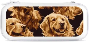 Retriever Dog Sticking Out Tongue Compatible with Switch Carrying Case Hard Travel Game Bag Pouch with 15 Games Accessories