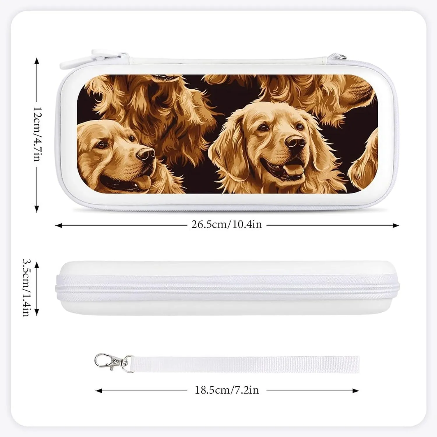 Retriever Dog Sticking Out Tongue Compatible with Switch Carrying Case Hard Travel Game Bag Pouch with 15 Games Accessories