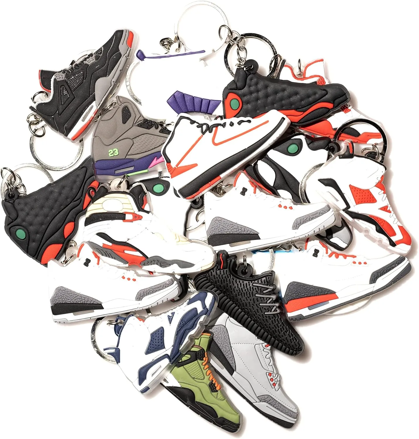 Retro Shoe Rubber Sneaker Keychains Birthday Party Favors Fun Gifts Hype Props Stocking Stuffers Decoration Kids Mystery Goodie Bag Prizes (Random Pack of 10)