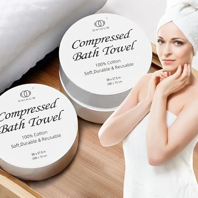 Reusable Travel Towel Compressed, Larger and Thicker Compressed Towel Tablets, Disposable Bath Towel for Camping Hiking Beach Swim(39x27 inch,3 Pack)