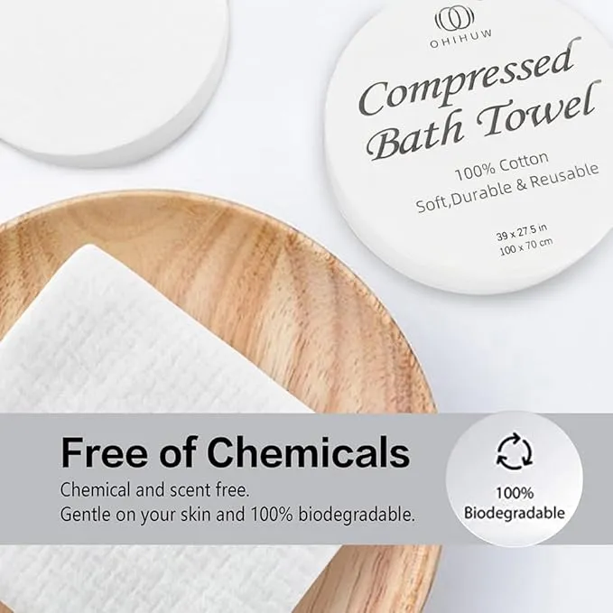 Reusable Travel Towel Compressed, Larger and Thicker Compressed Towel Tablets, Disposable Bath Towel for Camping Hiking Beach Swim(39x27 inch,6 Pack)