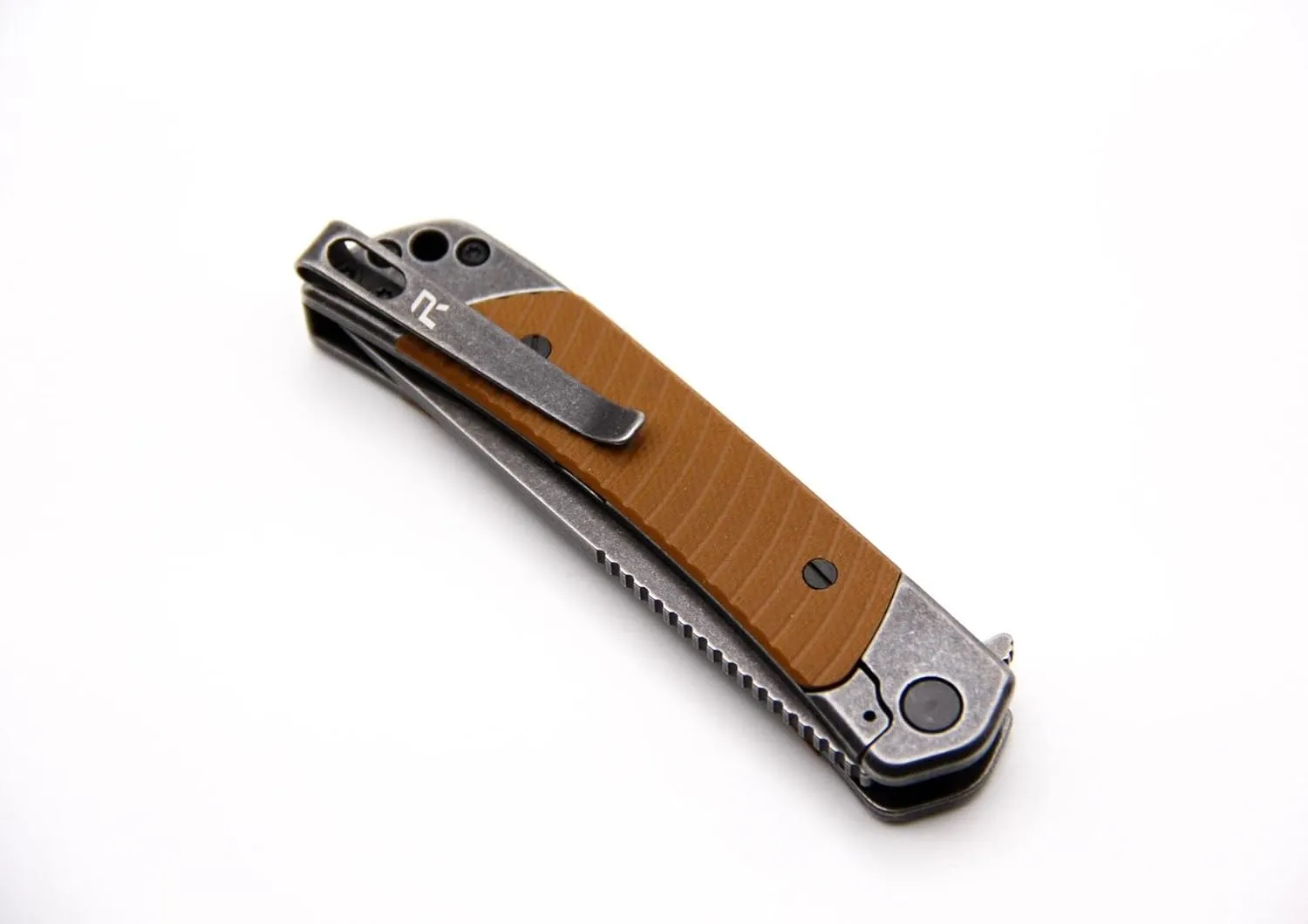 REVO Knives Duo Drop Point w/Aux Cutter - Brown, 3.375" 9CR Blade with G10 Inlays on Stainless Steel Handles, Locking Multitool, Auxillary Cutter, Flathead, Bottle Opener, Reversible Pocket Clip EDC Tactical Knife