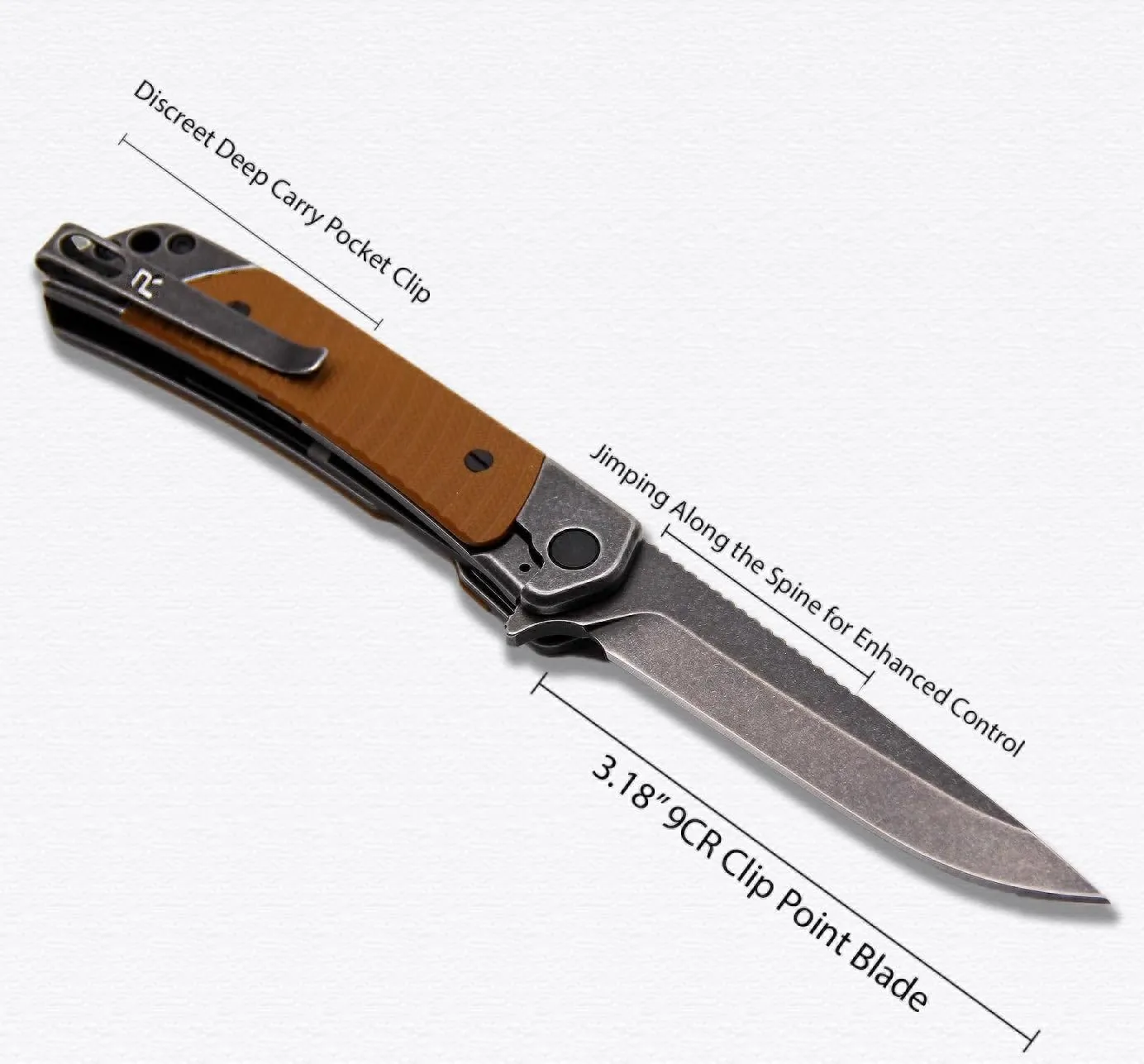 REVO Knives Duo Drop Point w/Aux Cutter - Brown, 3.375" 9CR Blade with G10 Inlays on Stainless Steel Handles, Locking Multitool, Auxillary Cutter, Flathead, Bottle Opener, Reversible Pocket Clip EDC Tactical Knife