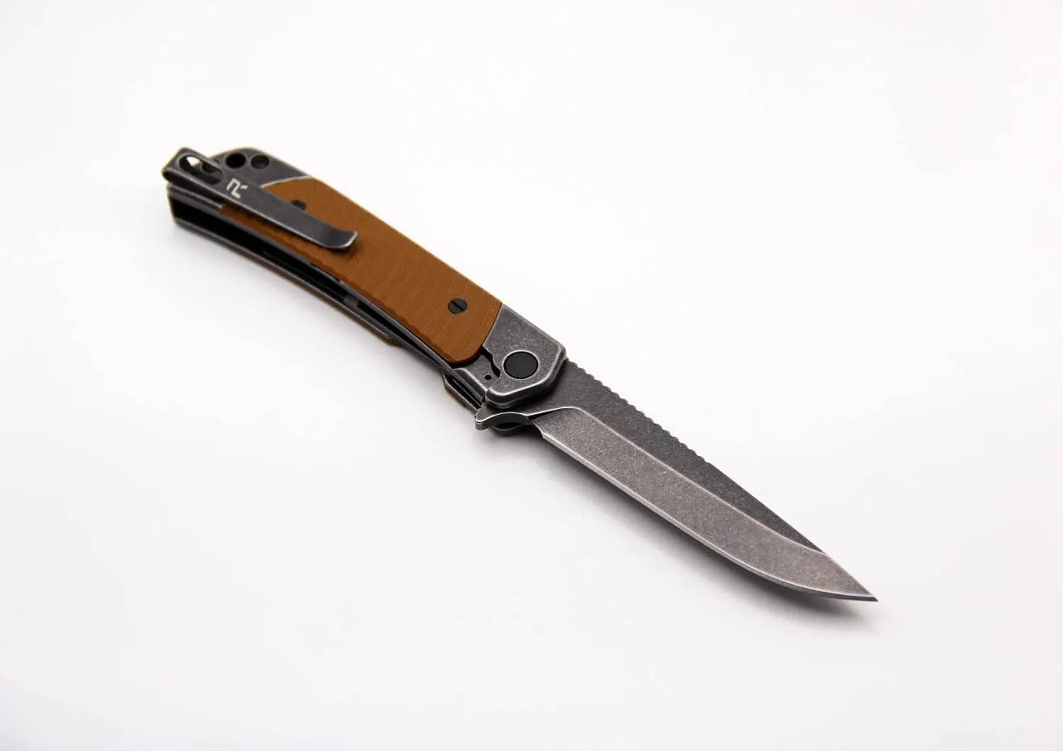 REVO Knives Duo Drop Point w/Aux Cutter - Brown, 3.375" 9CR Blade with G10 Inlays on Stainless Steel Handles, Locking Multitool, Auxillary Cutter, Flathead, Bottle Opener, Reversible Pocket Clip EDC Tactical Knife