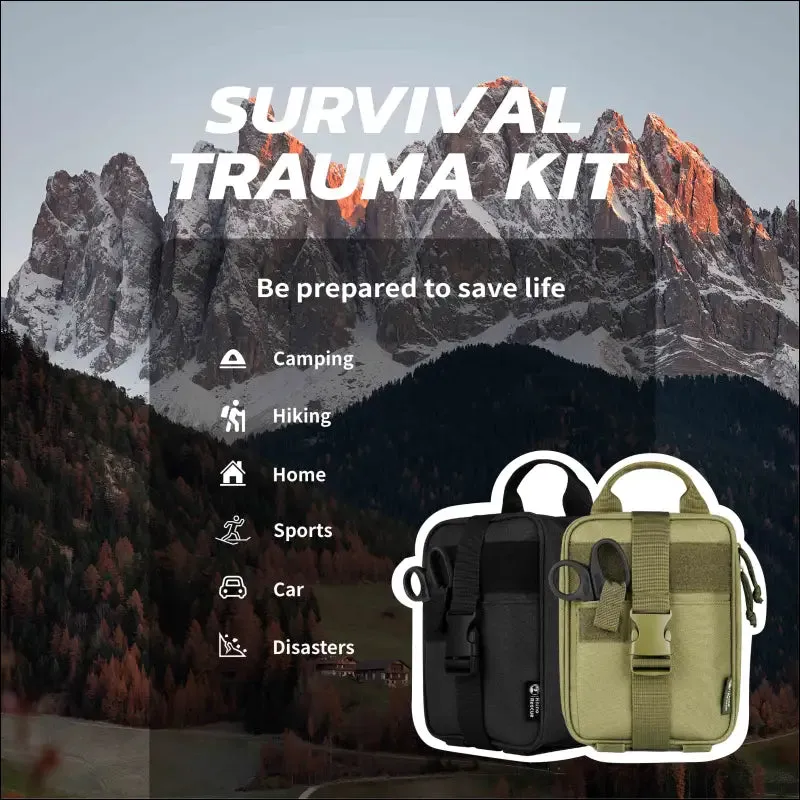 Rhino first aid survival kit tactical ifak pouch supplied camping kit with 20 emt items