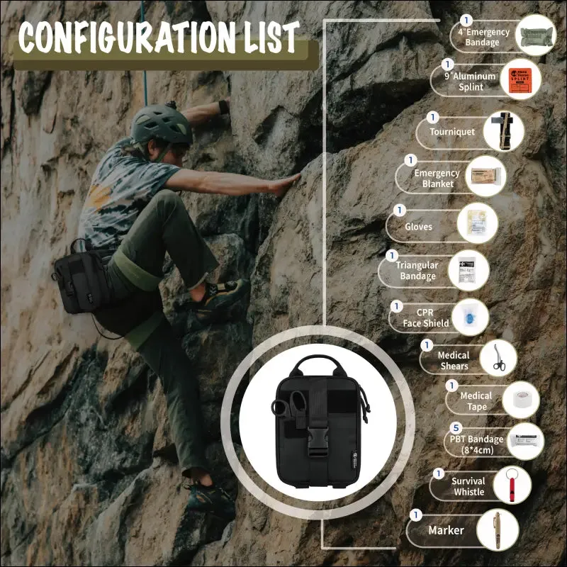 Rhino first aid survival kit tactical ifak pouch supplied camping kit with 20 emt items