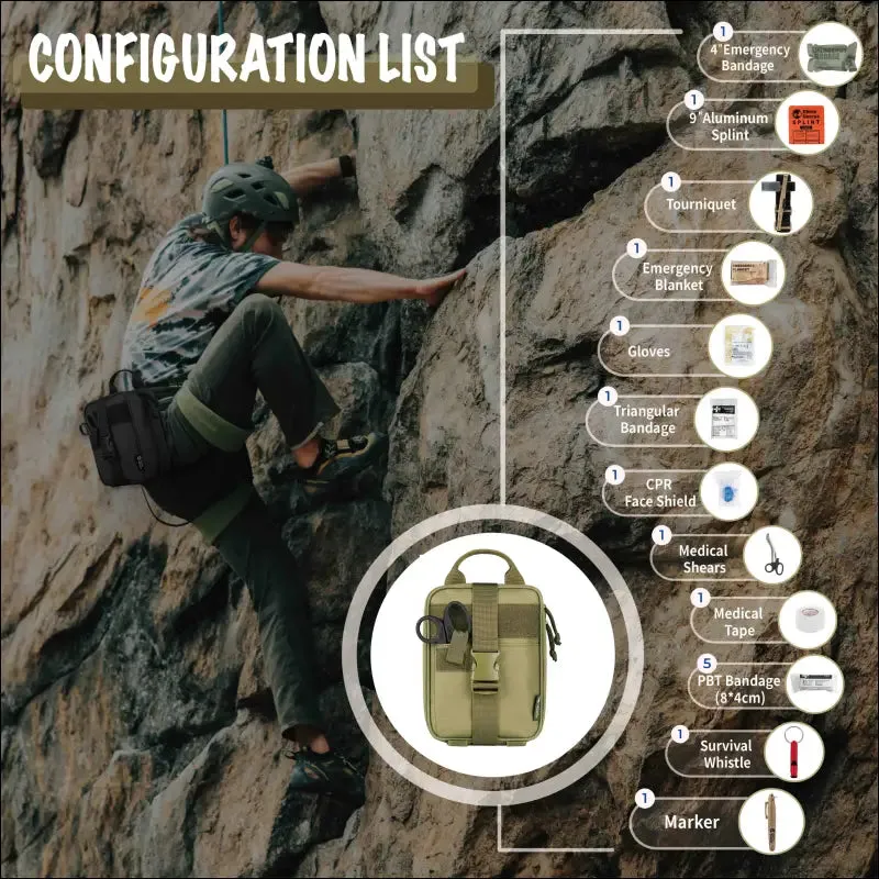 Rhino first aid survival kit tactical ifak pouch supplied camping kit with 20 emt items