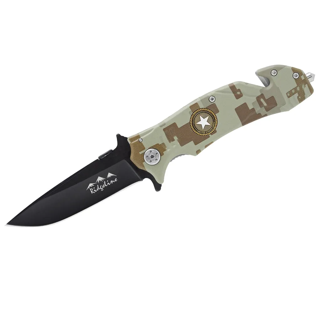 Ridgeline Mustang Rescue Folding Knife - Camo