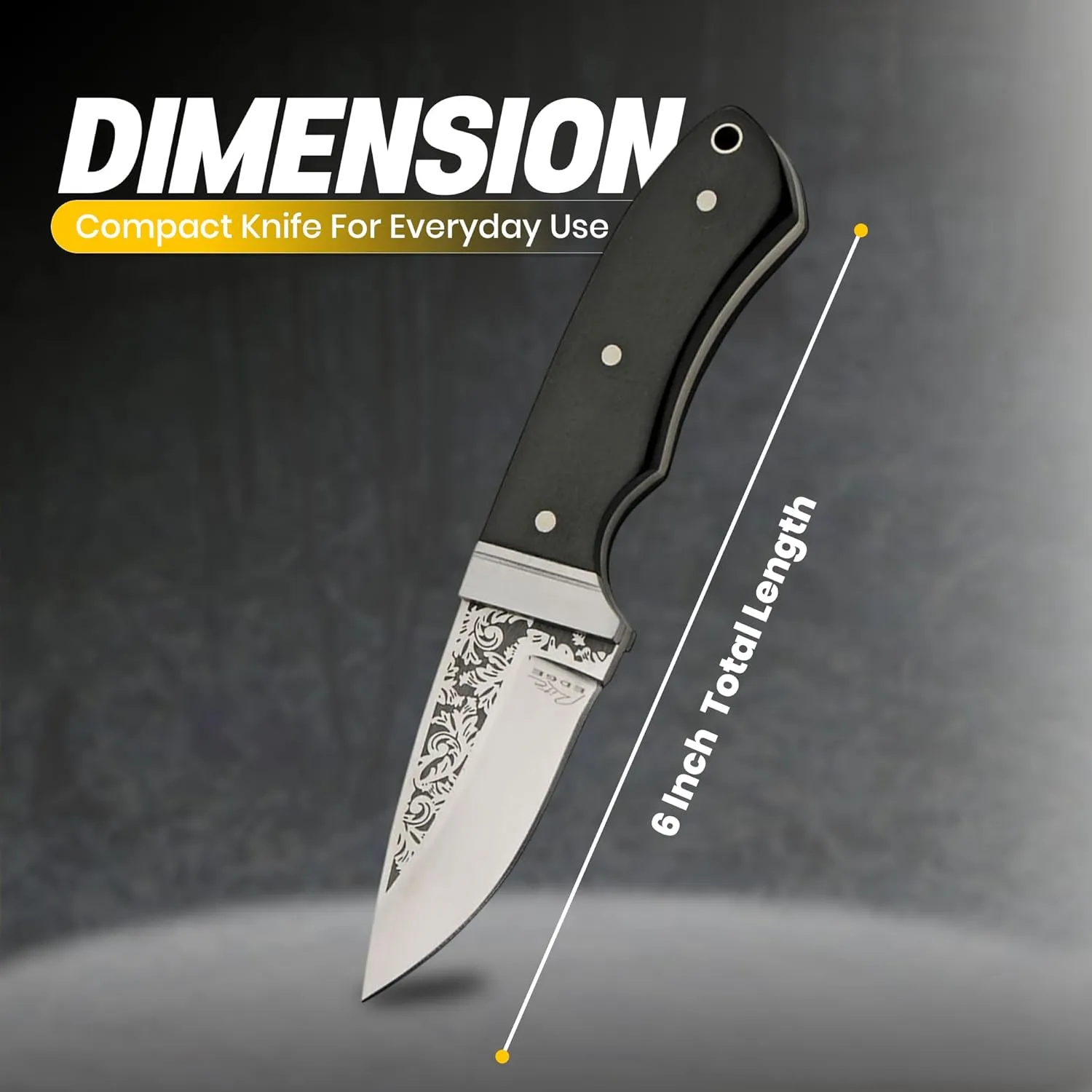 Rite Edge 6" Bobcat Skinner Fixed Blade Knife - Full Tang Outdoor Edge Bushcraft Knife with Sheath, EDC Skinning Knife for Hunting, Survival, and Camping - Black