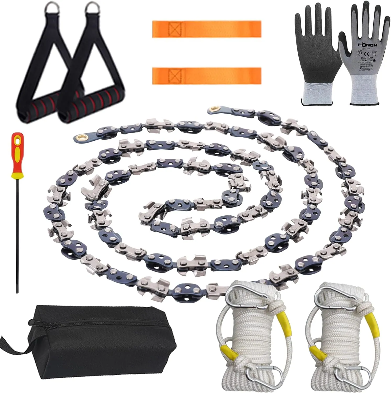 Rope Saw for Tree Cutting – Dual-Sided Manganese Steel Chain for High Limb Tree Sawing, Easy to Use, Portable & Saves on Tree Surgeon Costs, Perfect for Camping, Survival & Emergency Situations