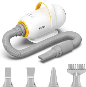 ROPO Dog Dryer Dog Hair Dryer high Velocity Blow Dryer for Dogs,high Power Intelligent Digital Screen Display Adjustable Speed and Temperature (White, SE01)