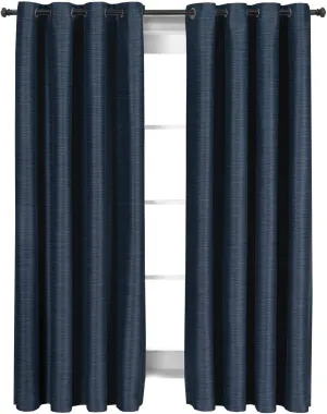 Royal Tradition Tonal Striped Galleria 108-Inch Wide x 95-Inch Long, Set of 2 Grommet Top Room-Darkening Curtains, Navy
