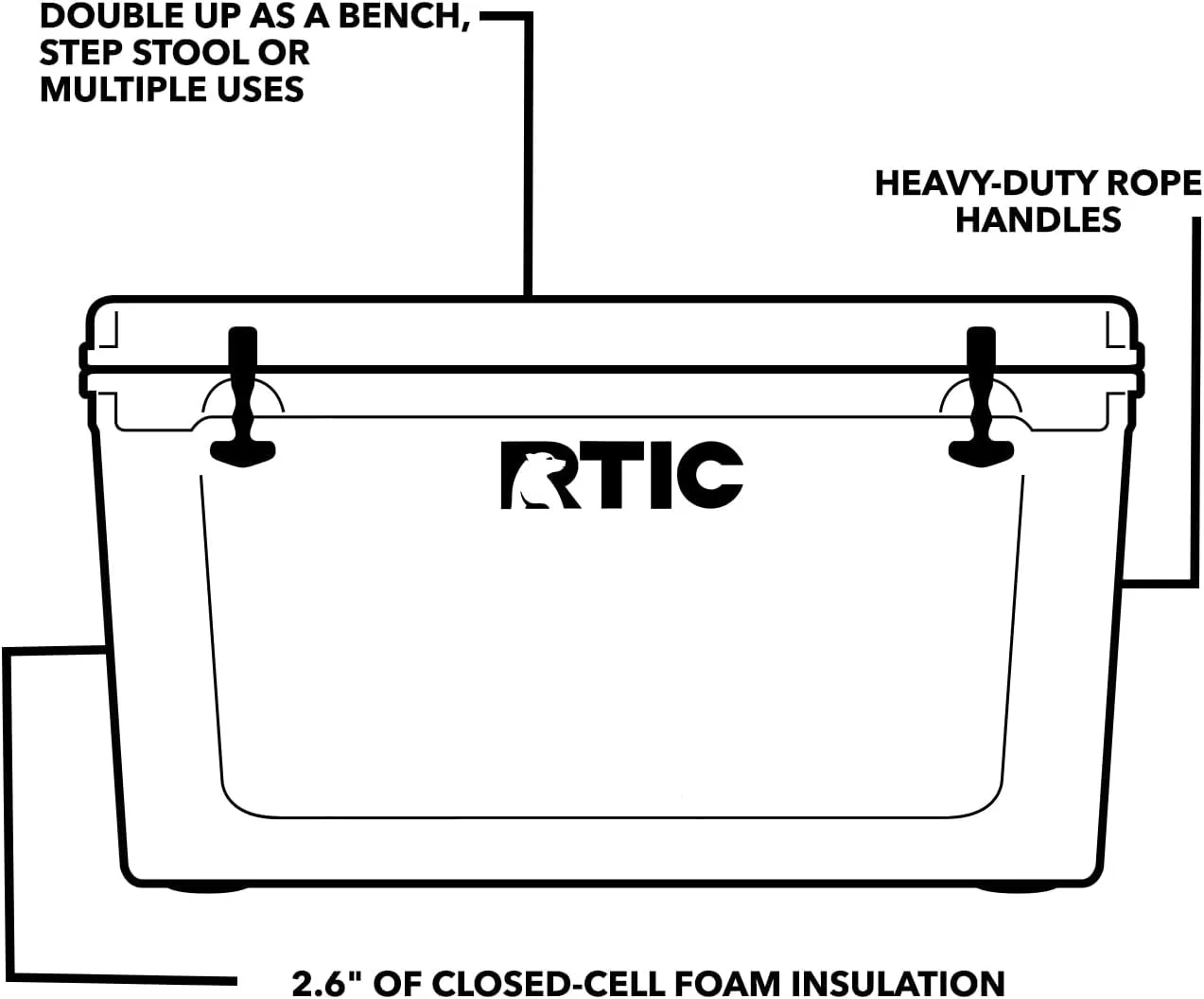 RTIC 110 QT Ultra-Tough Cooler Hard Insulated Portable Ice Chest Box for Beach, Drink, Beverage, Camping, Picnic, Fishing, Boat, Barbecue