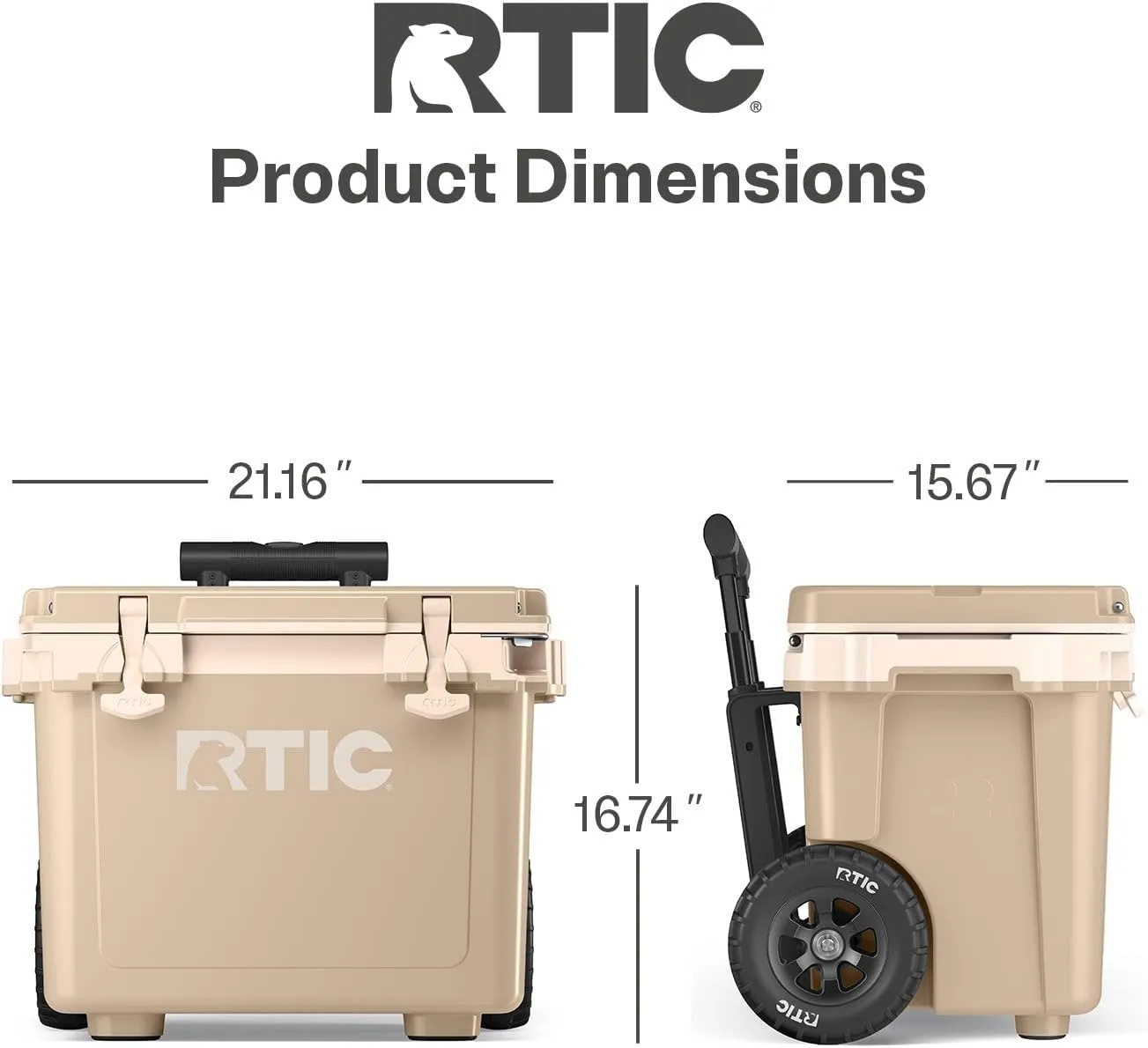 RTIC 22 QT Ultra-Light Wheeled Cooler with Handle, Hard Insulated Portable Ice Chest Box for Beach, Drink, Beverage, Camping, Picnic, Fishing, Boat, Barbecue