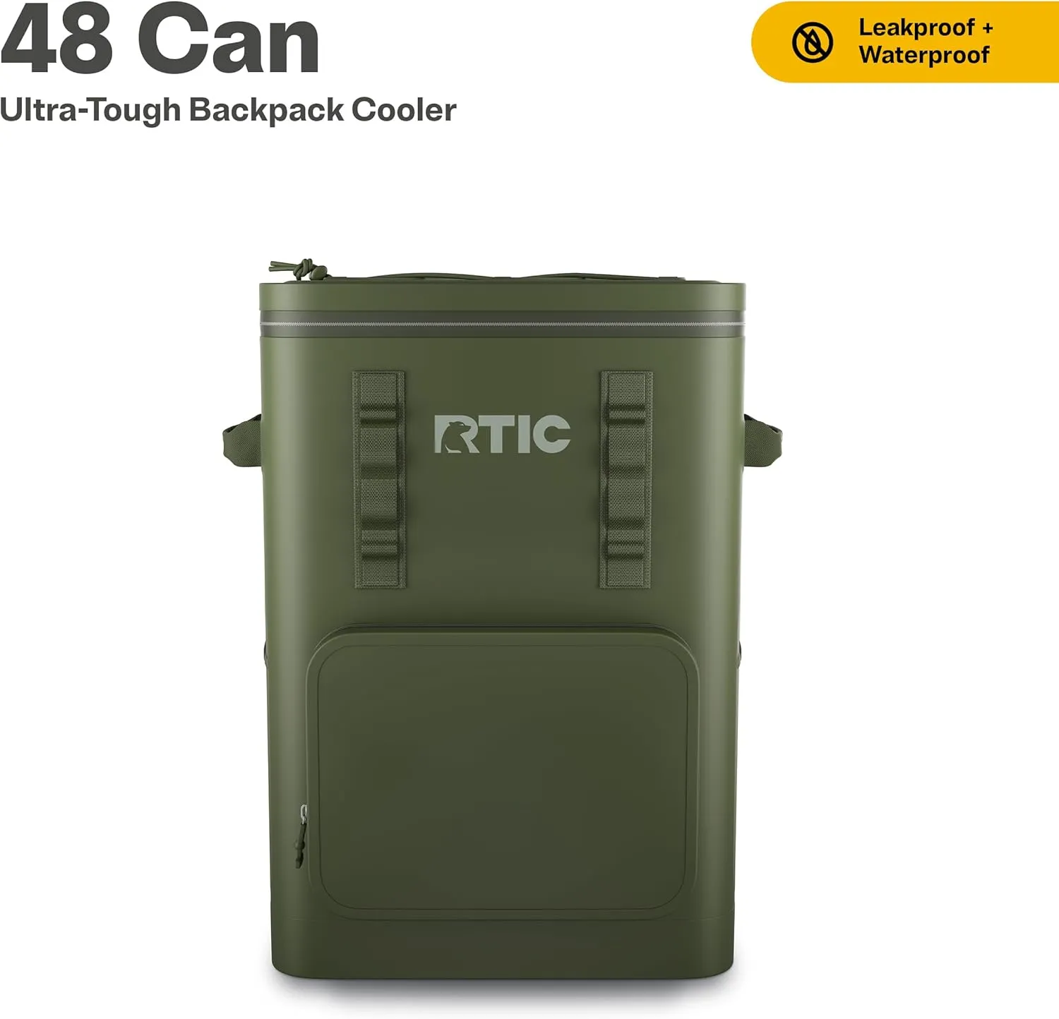 RTIC 48 Can Ultra-Tough Backpack Cooler, Insulated, Waterproof, Leak Proof, Portable Floating Bag for Beverage, Drink, Lunch, Outdoor, Beach, Car, Camping, Picnic, Fishing, Boat