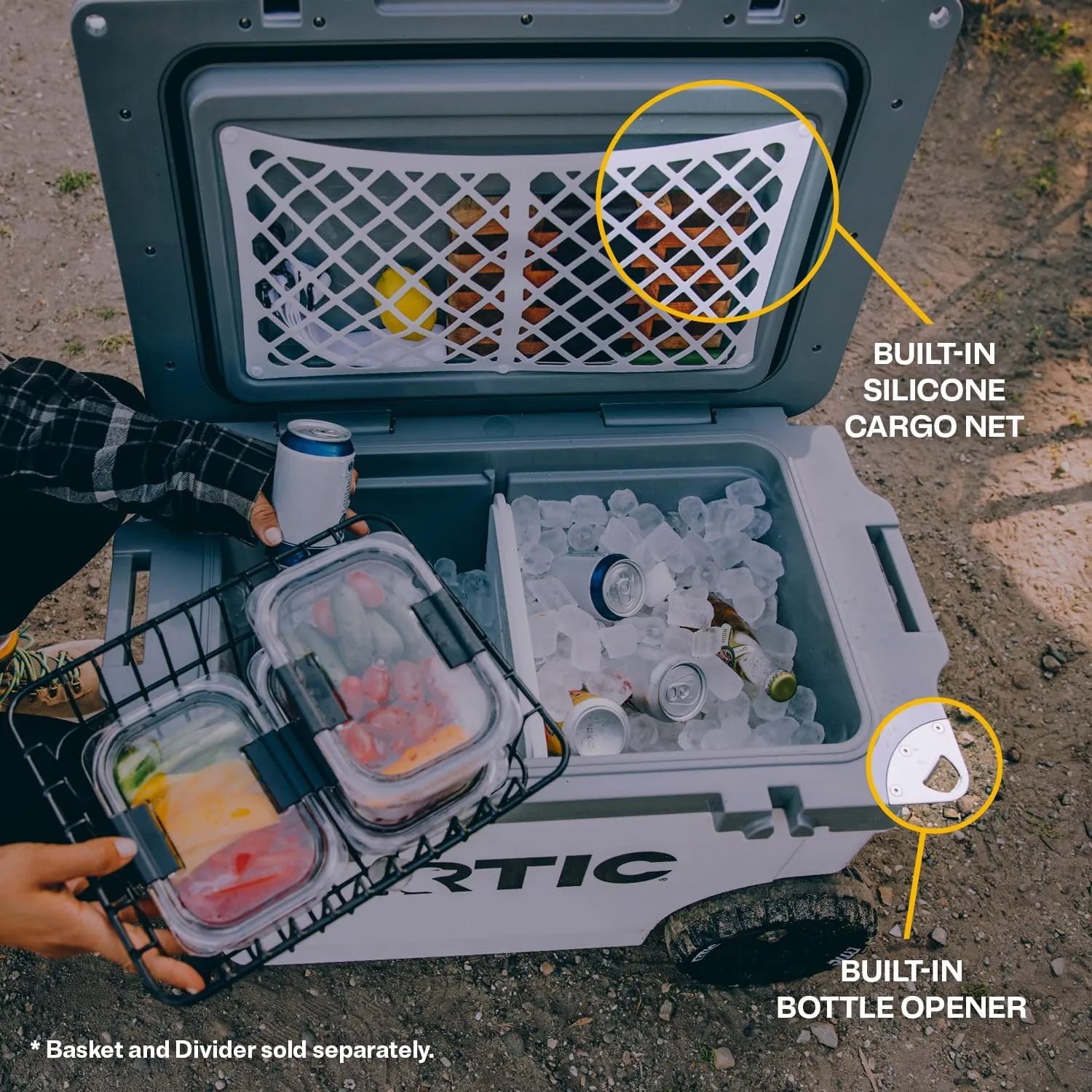 RTIC 52 Quart Ultra-Light Wheeled Hard Cooler Insulated Portable Ice Chest Box for Beach, Drink, Beverage, Camping, Picnic, Fishing, Boat, Barbecue, 30% Lighter Than Rotomolded Coolers