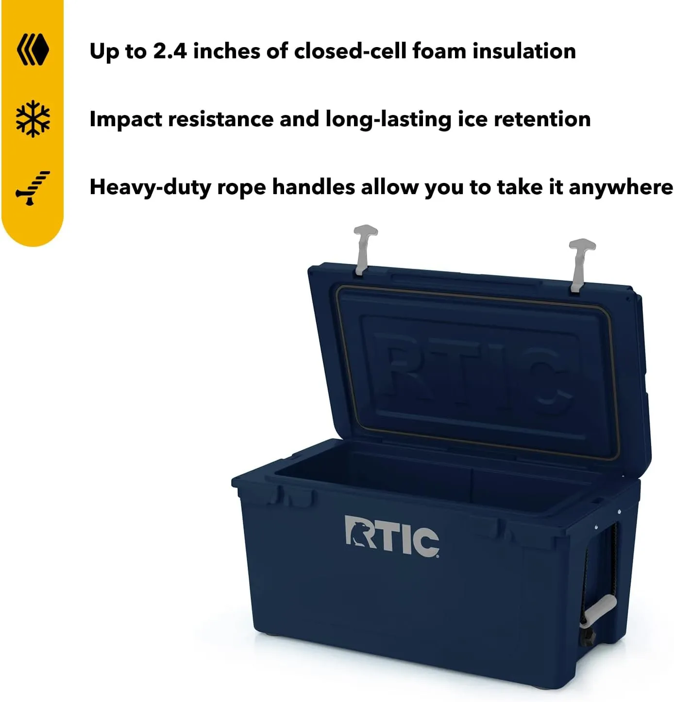 RTIC 65 QT Ultra-Tough Cooler Hard Insulated Portable Ice Chest Box for Beach, Drink, Beverage, Camping, Picnic, Fishing, Boat, Barbecue