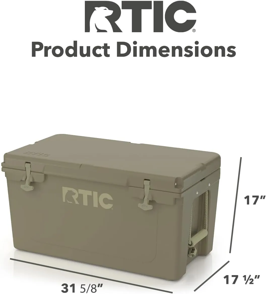 RTIC 65 QT Ultra-Tough Cooler Hard Insulated Portable Ice Chest Box for Beach, Drink, Beverage, Camping, Picnic, Fishing, Boat, Barbecue
