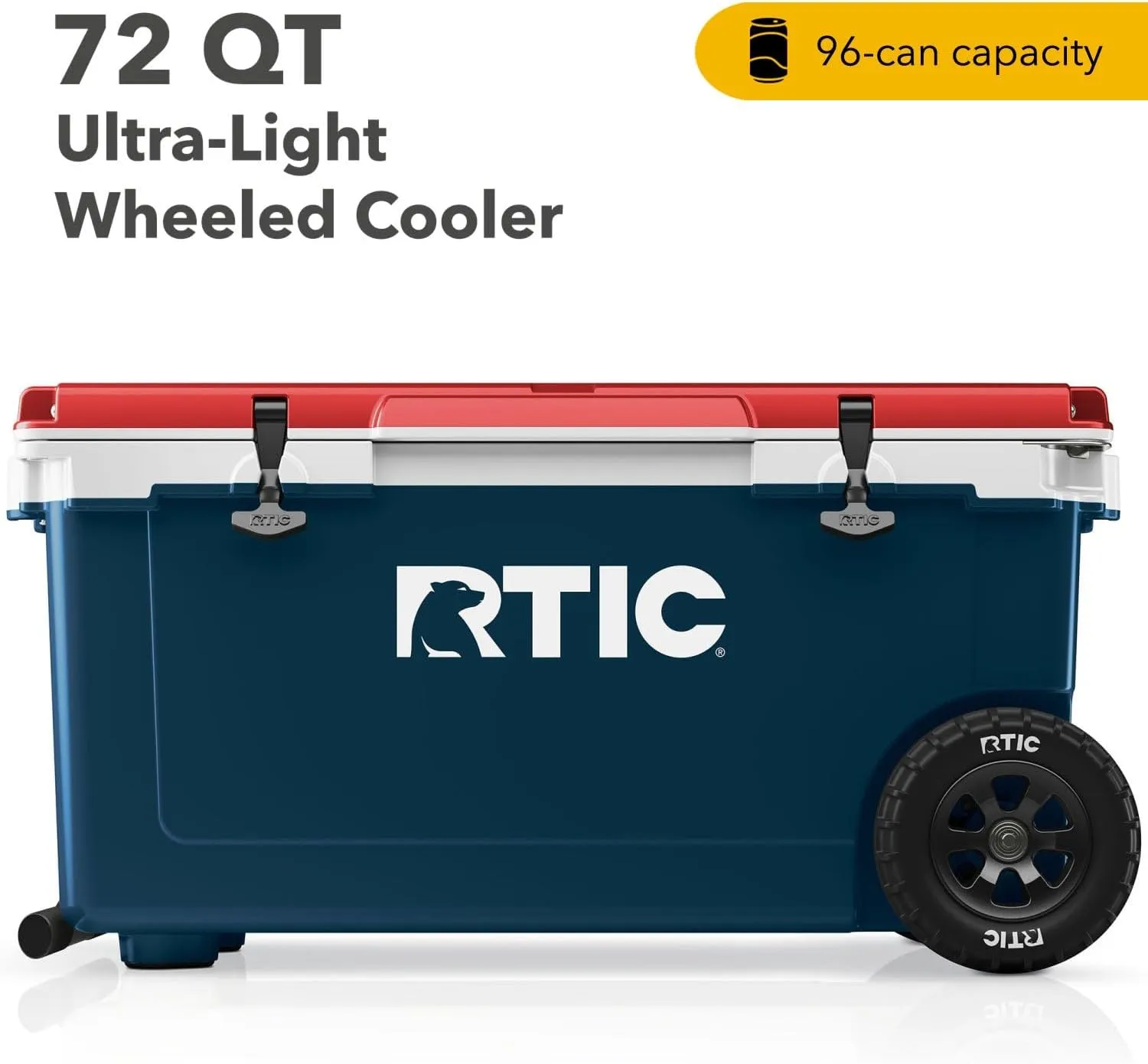 RTIC 72 Quart Ultra-Light Wheeled Cooler Hard Insulated Portable Ice Chest Box for Beach, Drink, Beverage, Camping, Picnic, Fishing, Boat, Barbecue, 30% Lighter Than Rotomolded Coolers