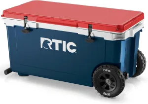 RTIC 72 Quart Ultra-Light Wheeled Cooler Hard Insulated Portable Ice Chest Box for Beach, Drink, Beverage, Camping, Picnic, Fishing, Boat, Barbecue, 30% Lighter Than Rotomolded Coolers