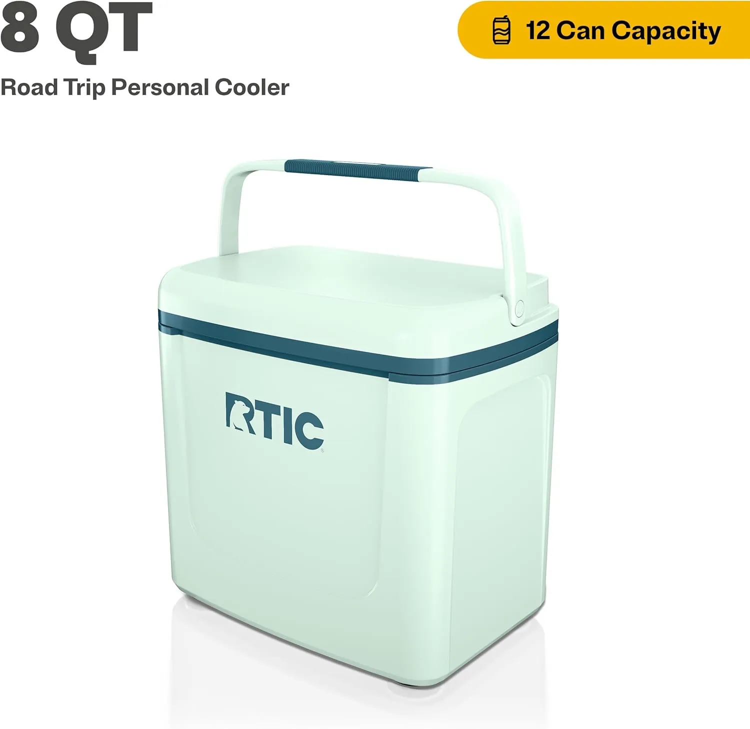 RTIC 8 QT Road Trip Personal Cooler, Small, Compact, Insulated, Portable Ice Chest Box for Food, Drink, Beverage, Beach, Camping, Picnic, Fishing, Boat, 12-Can Capacity