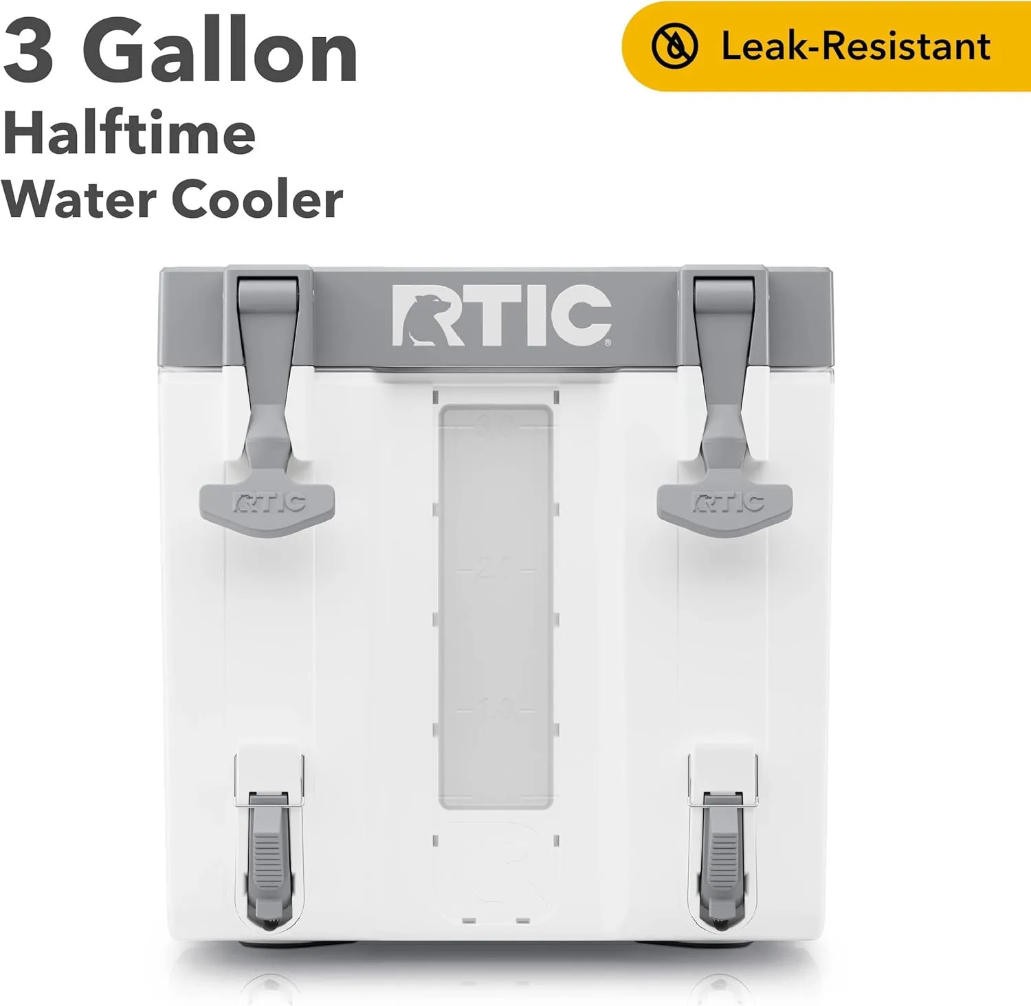 RTIC Halftime Water Cooler 3 Gallon Portable Carrier Container, Drink Beverage Dispenser, Stackable with 2 Taps, Bottleless, BPA-Free, for Sports, Camping, BBQ, Parties, Picnic, and More, White