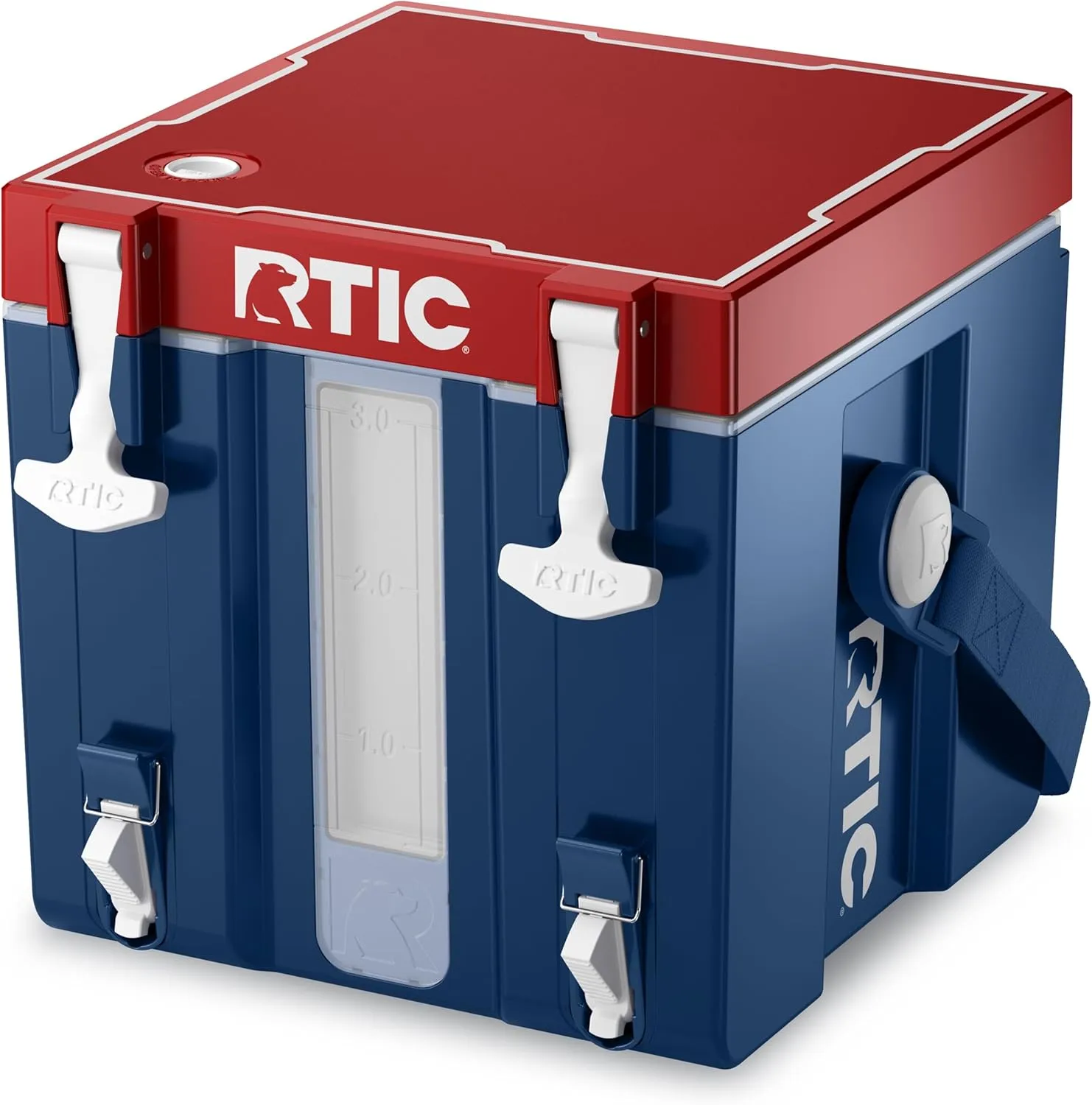 RTIC Halftime Water Cooler Portable Carrier Container, Drink Beverage Dispenser, Stackable with 2 Taps, Bottleless, BPA-Free, for Sports, Camping, BBQ, Parties, Picnic, & More, Patriot