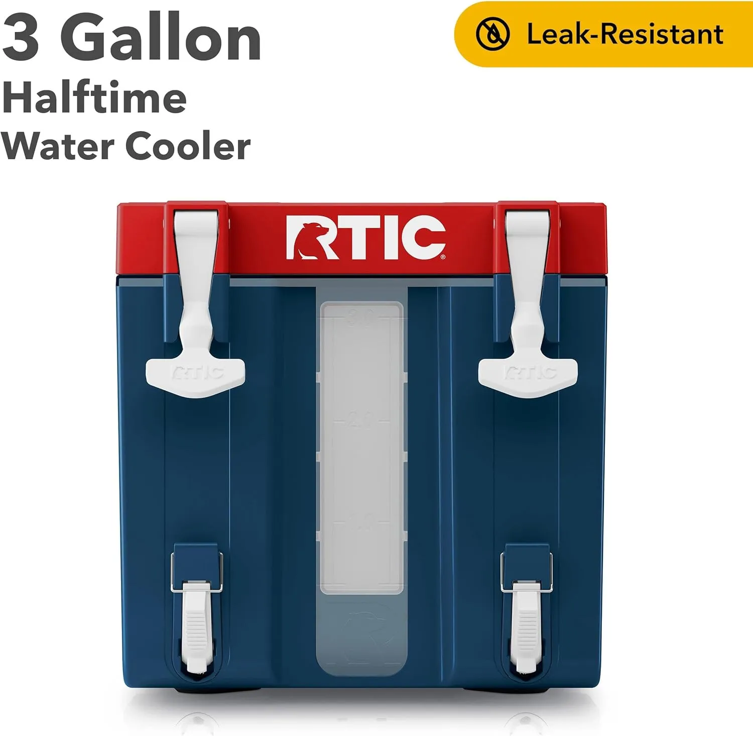 RTIC Halftime Water Cooler Portable Carrier Container, Drink Beverage Dispenser, Stackable with 2 Taps, Bottleless, BPA-Free, for Sports, Camping, BBQ, Parties, Picnic, & More, Patriot