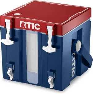 RTIC Halftime Water Cooler Portable Carrier Container, Drink Beverage Dispenser, Stackable with 2 Taps, Bottleless, BPA-Free, for Sports, Camping, BBQ, Parties, Picnic, & More, Patriot