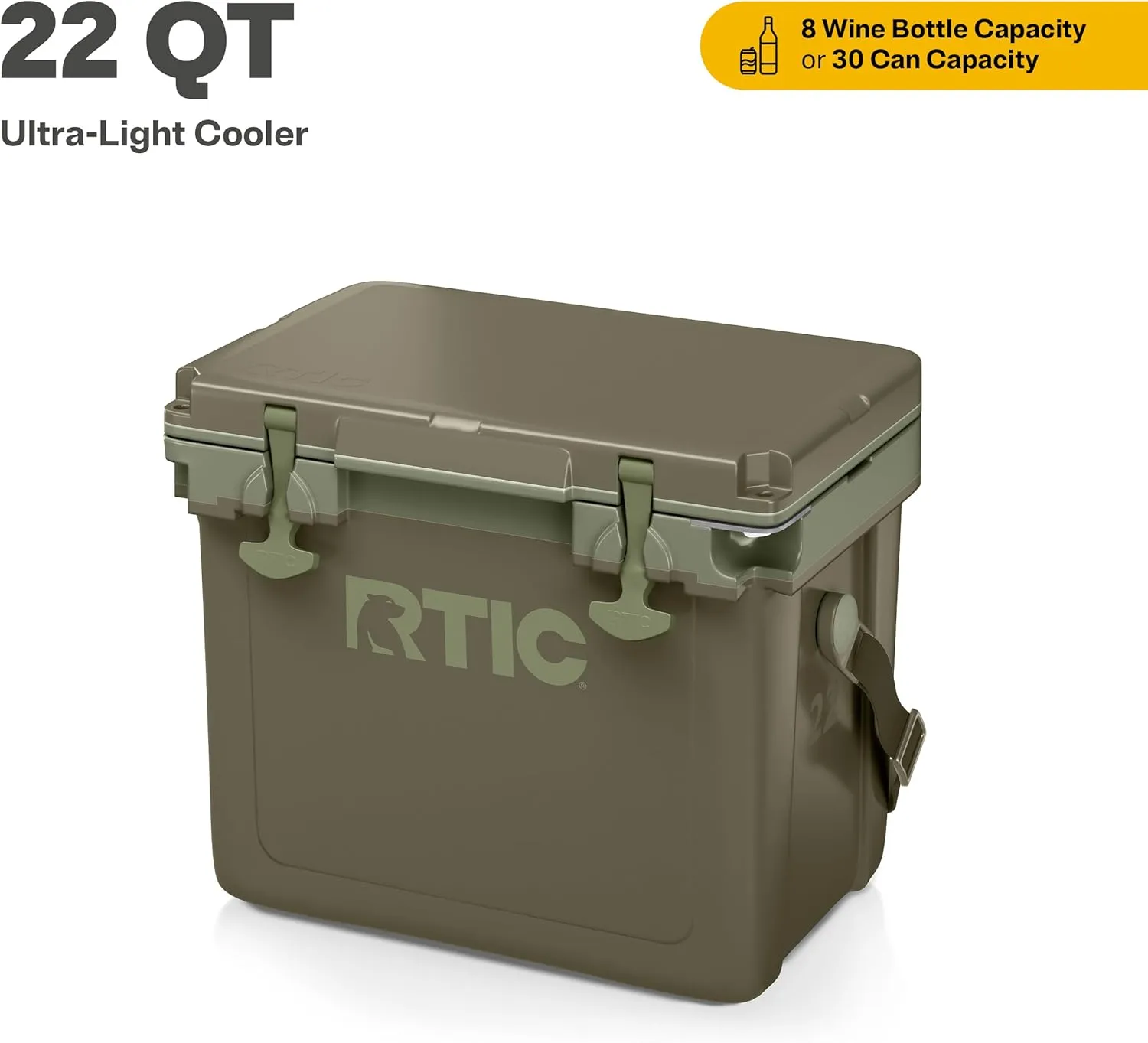 RTIC Ultra-Light 22 Quart Hard Cooler Insulated Portable Ice Chest Box for Drink, Beverage, Beach, Camping, Picnic, Fishing, Boat, Barbecue, 30% Lighter Than Rotomolded Coolers