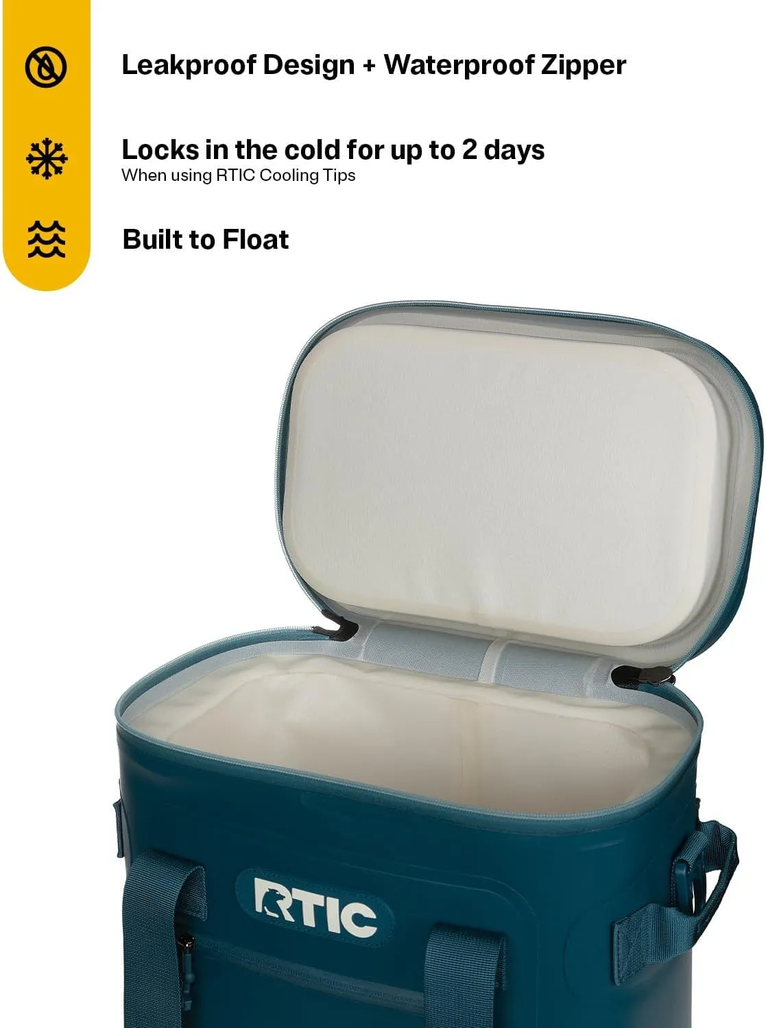 RTIC Ultra-Tough Soft Cooler 20 Can, Insulated Bag Portable Ice Chest Box for Lunch, Beach, Drink, Beverage, Travel, Camping, Picnic, Car, Trips, Floating Cooler Leak-Proof with Zipper