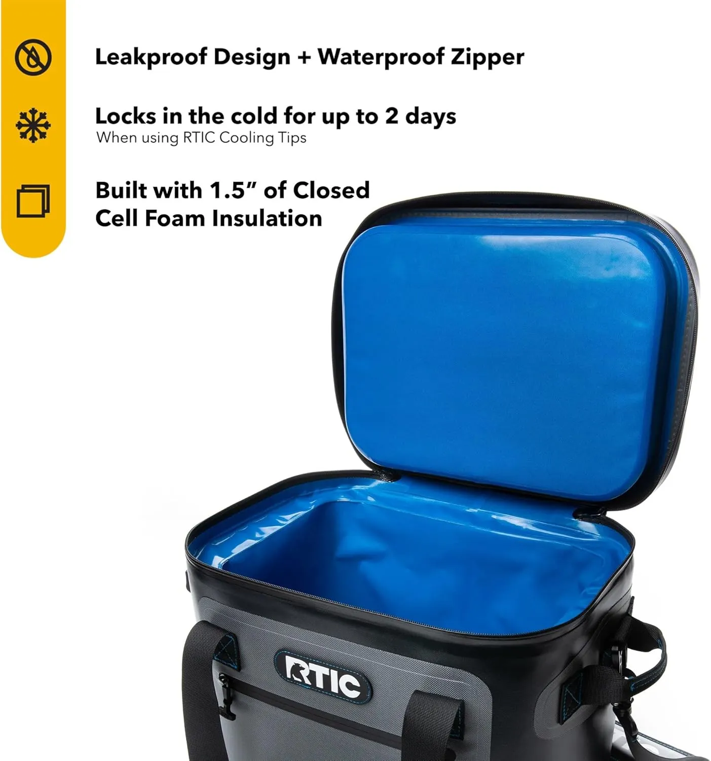 RTIC Ultra-Tough Soft Cooler 30 Can, Insulated Bag Portable Ice Chest Box for Lunch, Beach, Drink, Beverage, Travel, Camping, Picnic, Car, Trips, Floating Cooler Leak-Proof with Zipper