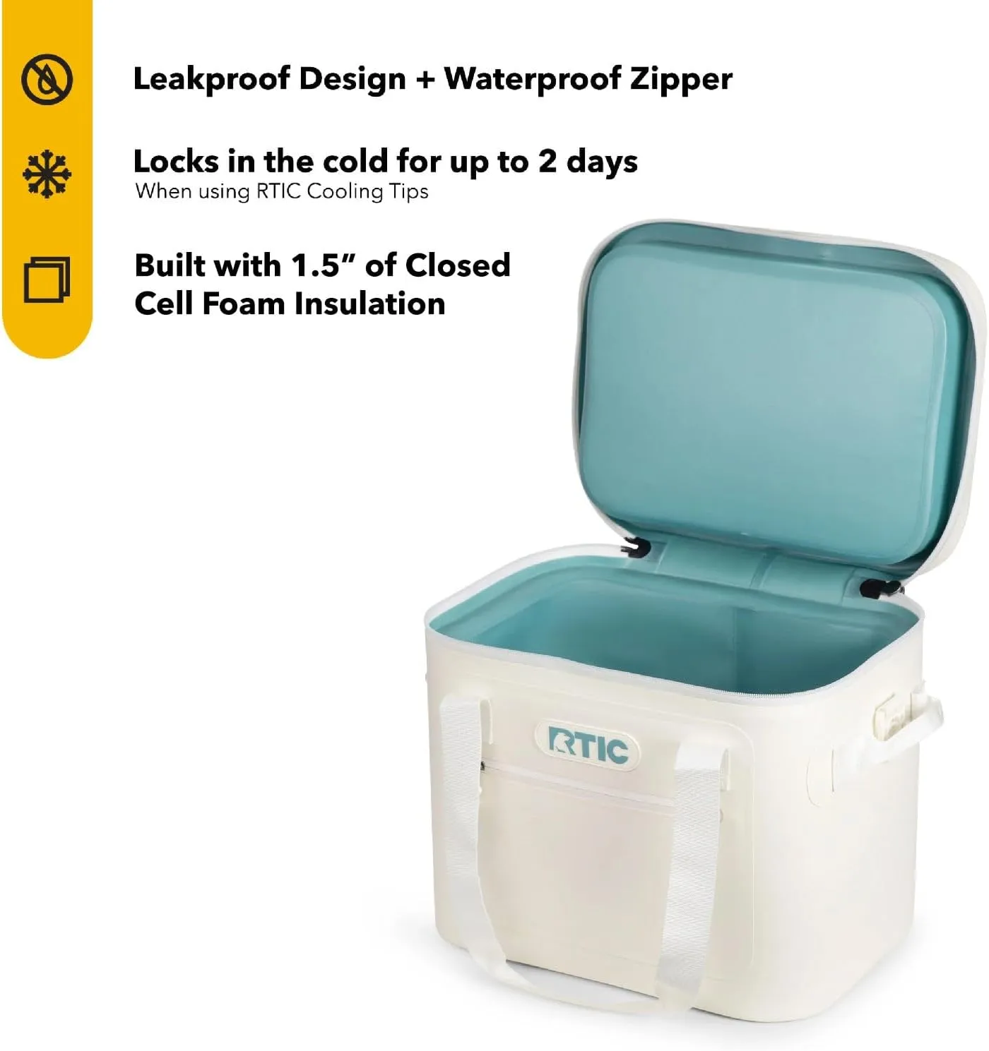 RTIC Ultra-Tough Soft Cooler 30 Can, Insulated Bag Portable Ice Chest Box for Lunch, Beach, Drink, Beverage, Travel, Camping, Picnic, Car, Trips, Floating Cooler Leak-Proof with Zipper