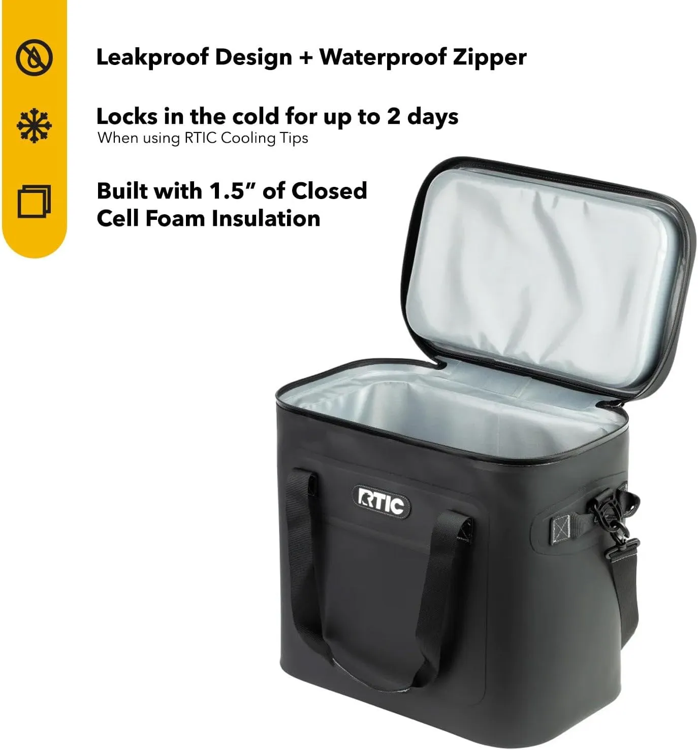 RTIC Ultra-Tough Soft Cooler 40 Can, Insulated Bag Portable Ice Chest Box for Lunch, Beach, Drink, Beverage, Travel, Camping, Picnic, Car, Trips, Floating Cooler Leak-Proof with Zipper