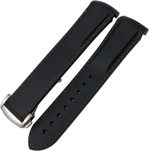 Rubber Silicone Watchband 19Mm 20Mm 21Mm 22Mm for Hydroconques Conquest Vhp Waterproof Sport Watch Strap/Black Orange/22Mm