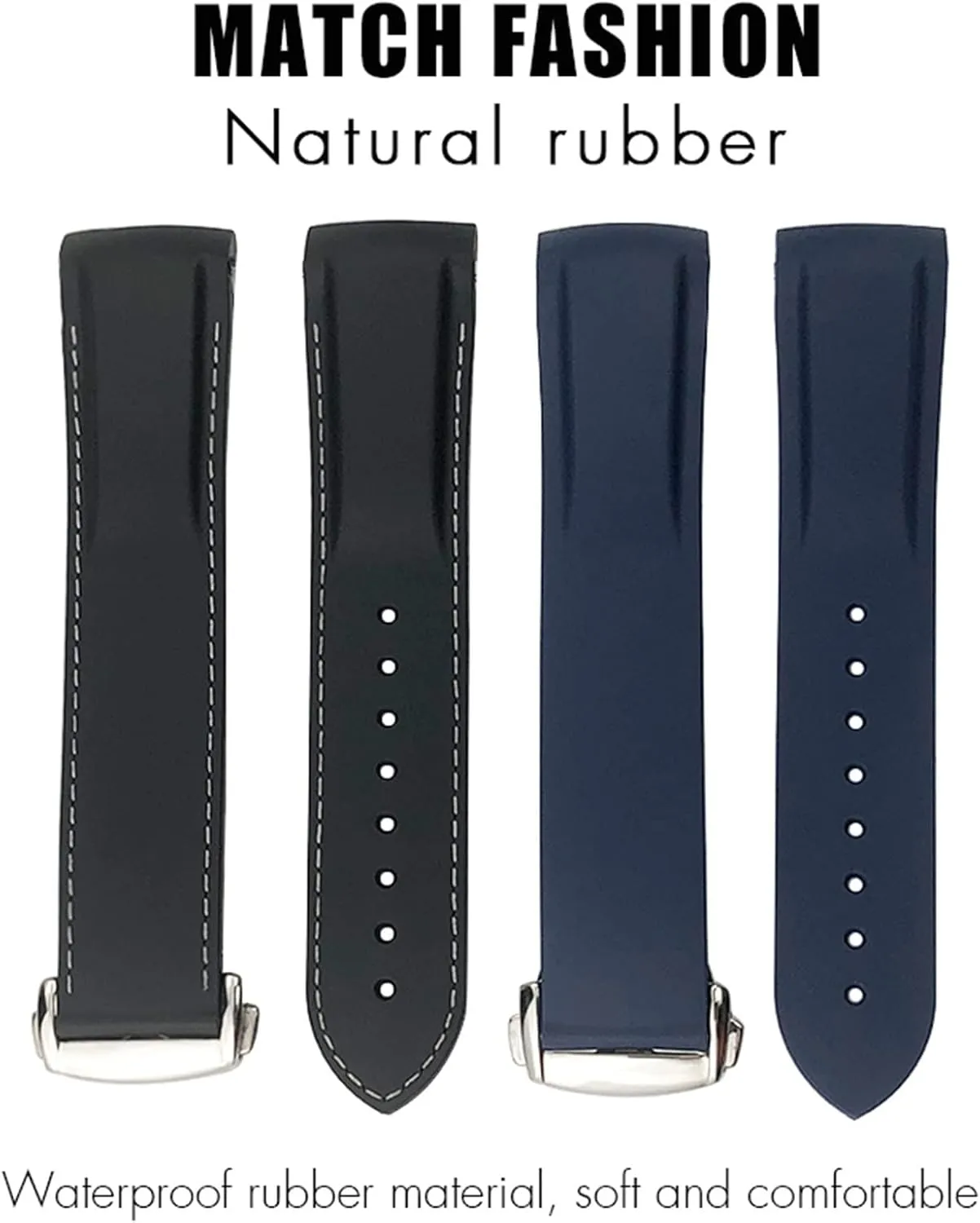Rubber Silicone Watchband 19Mm 20Mm 21Mm 22Mm for Hydroconques Conquest Vhp Waterproof Sport Watch Strap/Black Orange/22Mm