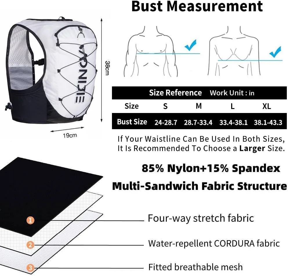 Running Hydration Vest Large Capacity Hydration Running Backpack Fits 6.8 inch Phones, for Trail Running Hiking Cycling Marathon