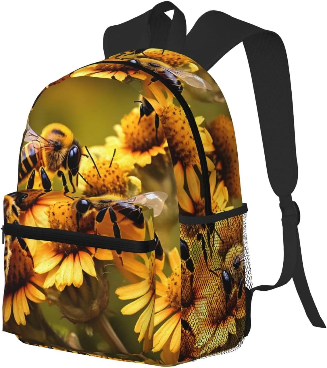 Rural Honey Bees Flowers Print Backpack For Women Men, Laptop Bookbag,Lightweight Casual Travel Daypack