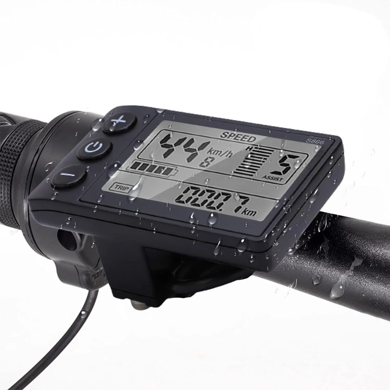 S866 Electric Bicycle LCD Display Meter, 24v 36v 48v Waterproof Low Failure Rate Water Proof Electric Bike Accessories, Wireless Bicycle Speedometer Odometer, GPS Bike Computer