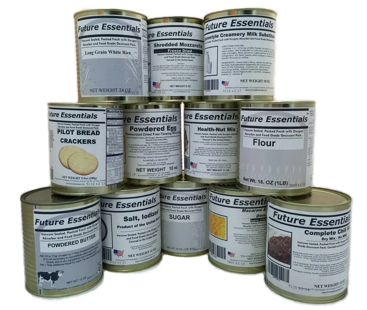 SAFECASTLE Freeze Dried Emergency Survival Canned Basic Preparedness Kit Long Food Supply Variety Bulk Storage Food Home Meals #2.5 Can | Hiking, Backpacking & Camping | Easy Prep Food Pack of 12