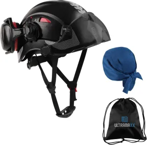 Safety Helmet Hard Hat and Ear Protection, ANSI Z89.1 Approved Lightweight Vented Work Helmet Kits, 6-Point Suspension Hardhat Ideal for Industrial and Construction