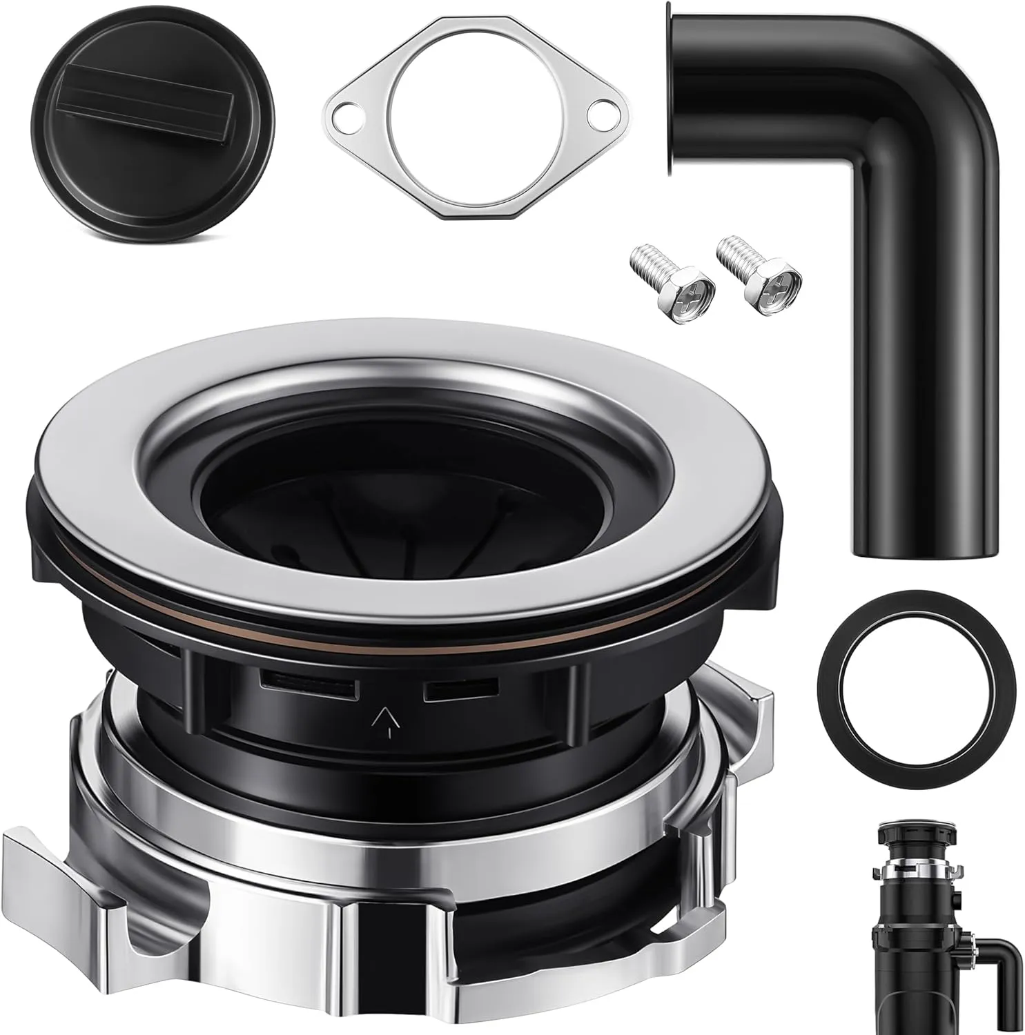 Saillong Garbage Disposal Sink Flange Kit with 1.5" Drain Elbow Replacement Kit, Compatible with Waste King EZ Mount, Whirlaway and GE Models Garbage Disposal, Durable Replacement Solution
